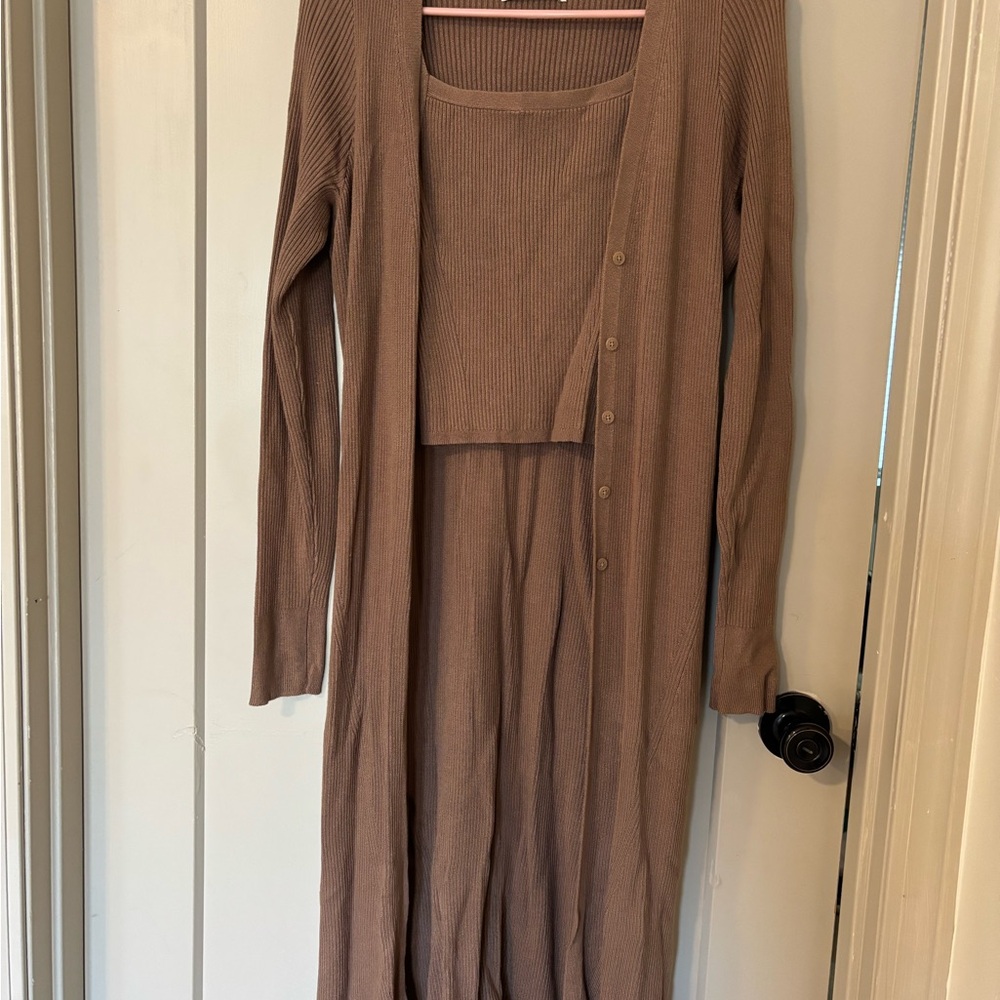 Abercrombie & Fitch Brown Ribbed Cardigan Set
